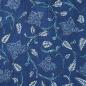 Preview: Voile leichte Baumwolle Blüten Ranken Blätter indigo blau